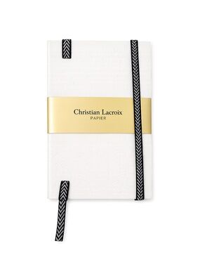 Christian Lacroix White Notebook with Black Chevron Ribbon